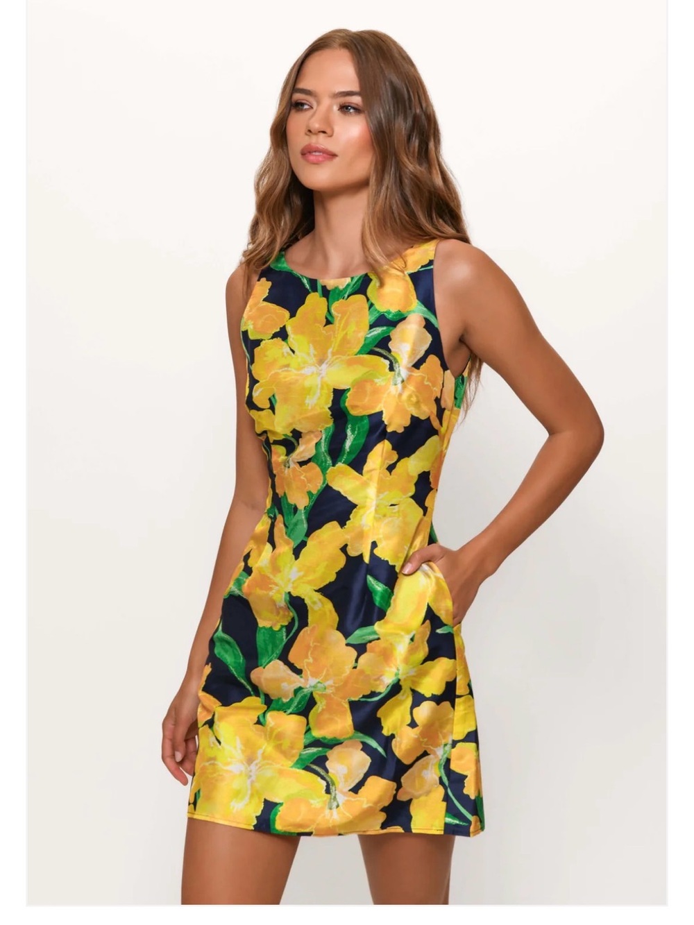 Anthropologie Hutch Ren Dress in Navy Wildcolor Orchid
